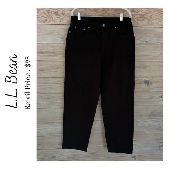 NWT L.L. Bean Womens Tall Black Jeans Size 14 - Picture 1 of 9